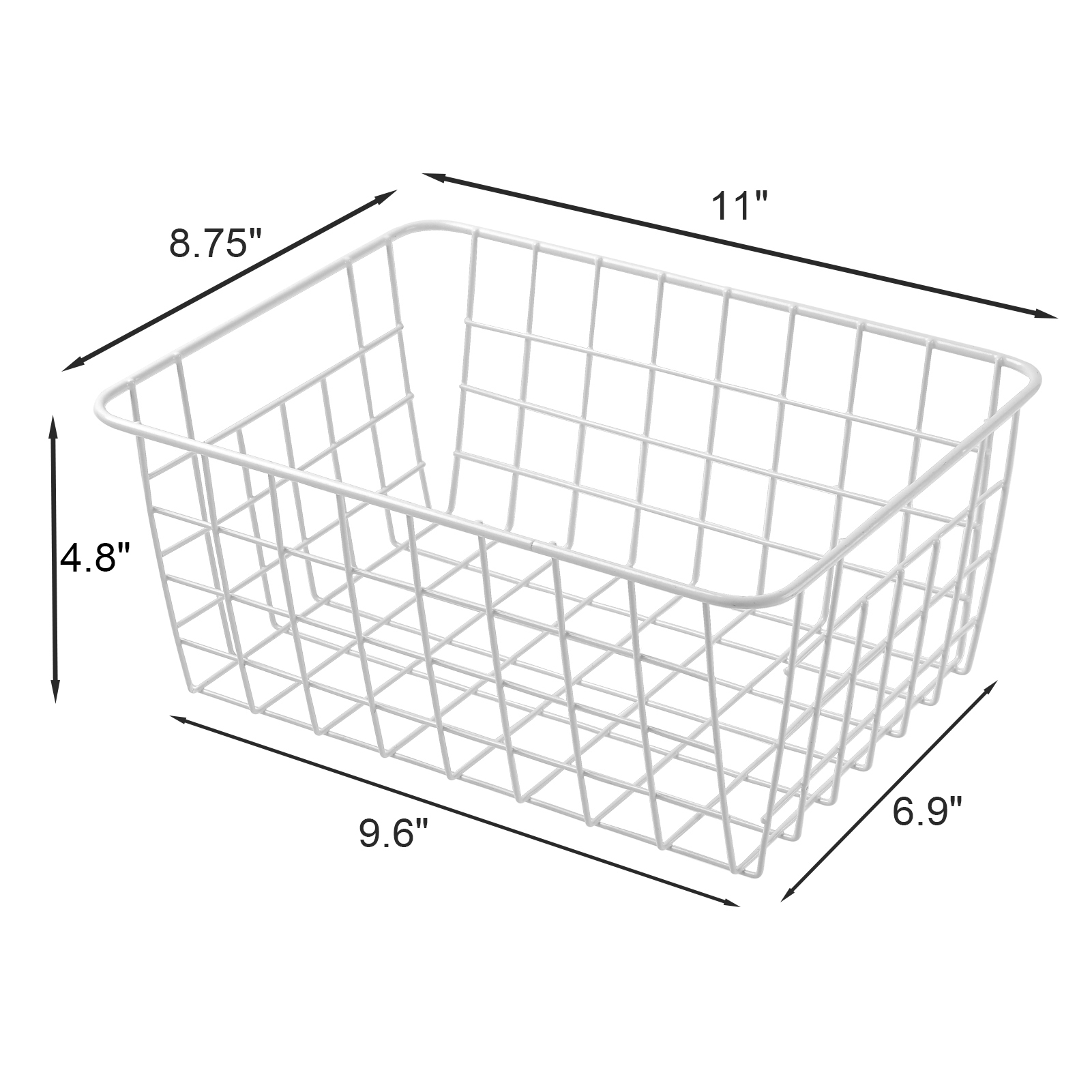 11 Upright Freezer Storage Baskets, White Wire Storage Bins Small Bakset  for Freezer, Pantry, Bathroom Organizing, Set of 4 